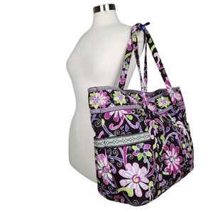 Vera Bradley Miller Tote Bag Large Purple Punch Retired Pattern Overnight Travel